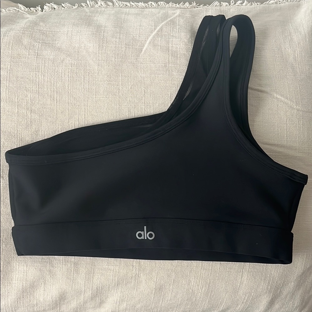 ALO Yoga Black Tank Top One-Shoulder Design